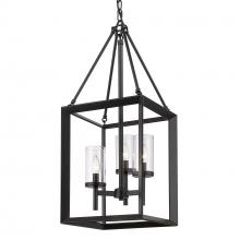  2073-3P BLK-CLR - Smyth 3 Light Pendant in Matte Black with Clear Glass Shades